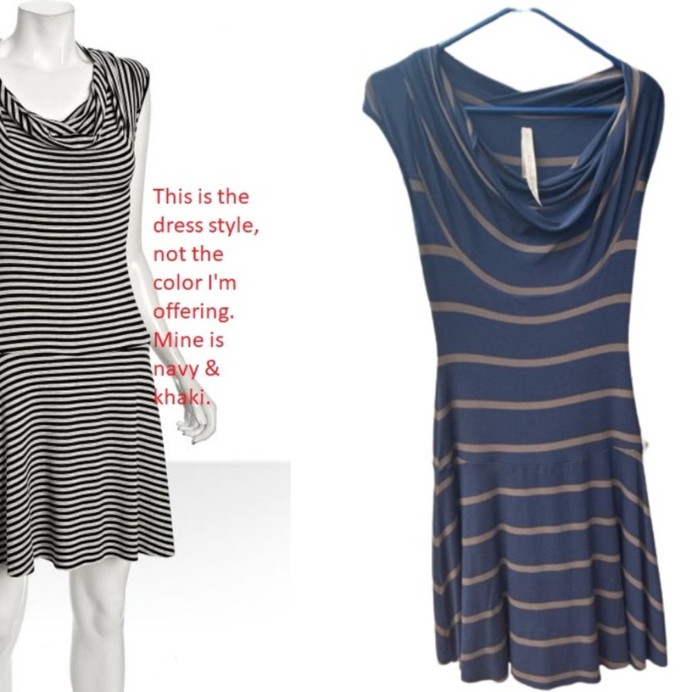 NEW Bailey 44 Striped Jersey Dress, Size S, Navy & Tan